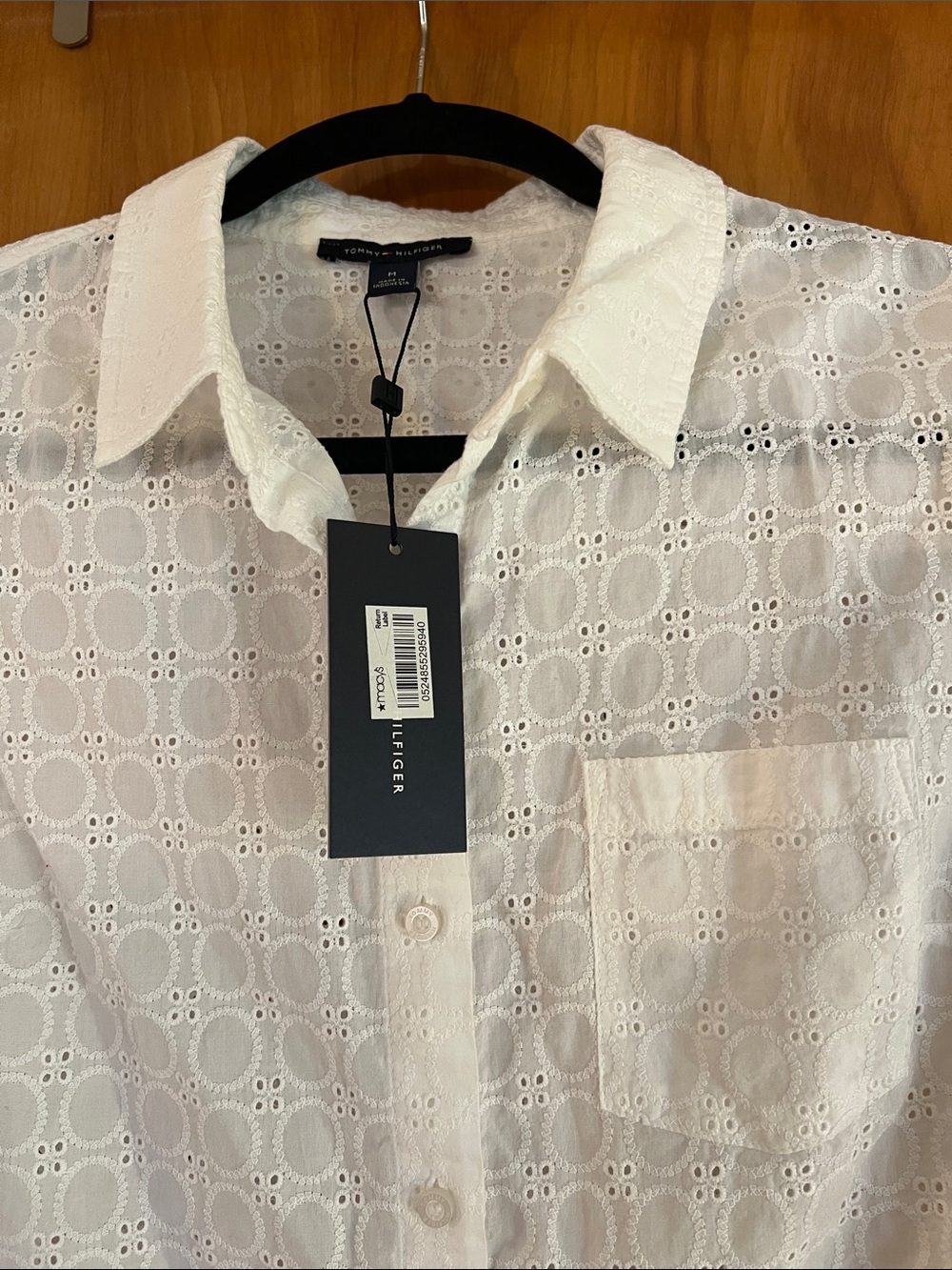 Tommy Hilfiger White Eyelet Button-Up Shirt - Picture 2 of 5